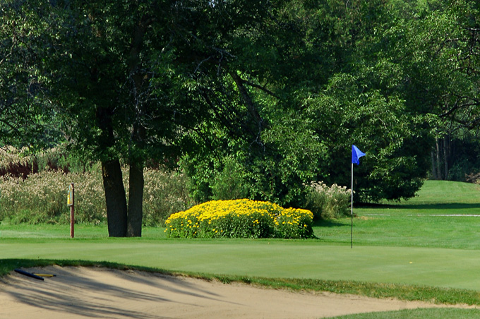 greenside sand bunker with green in background